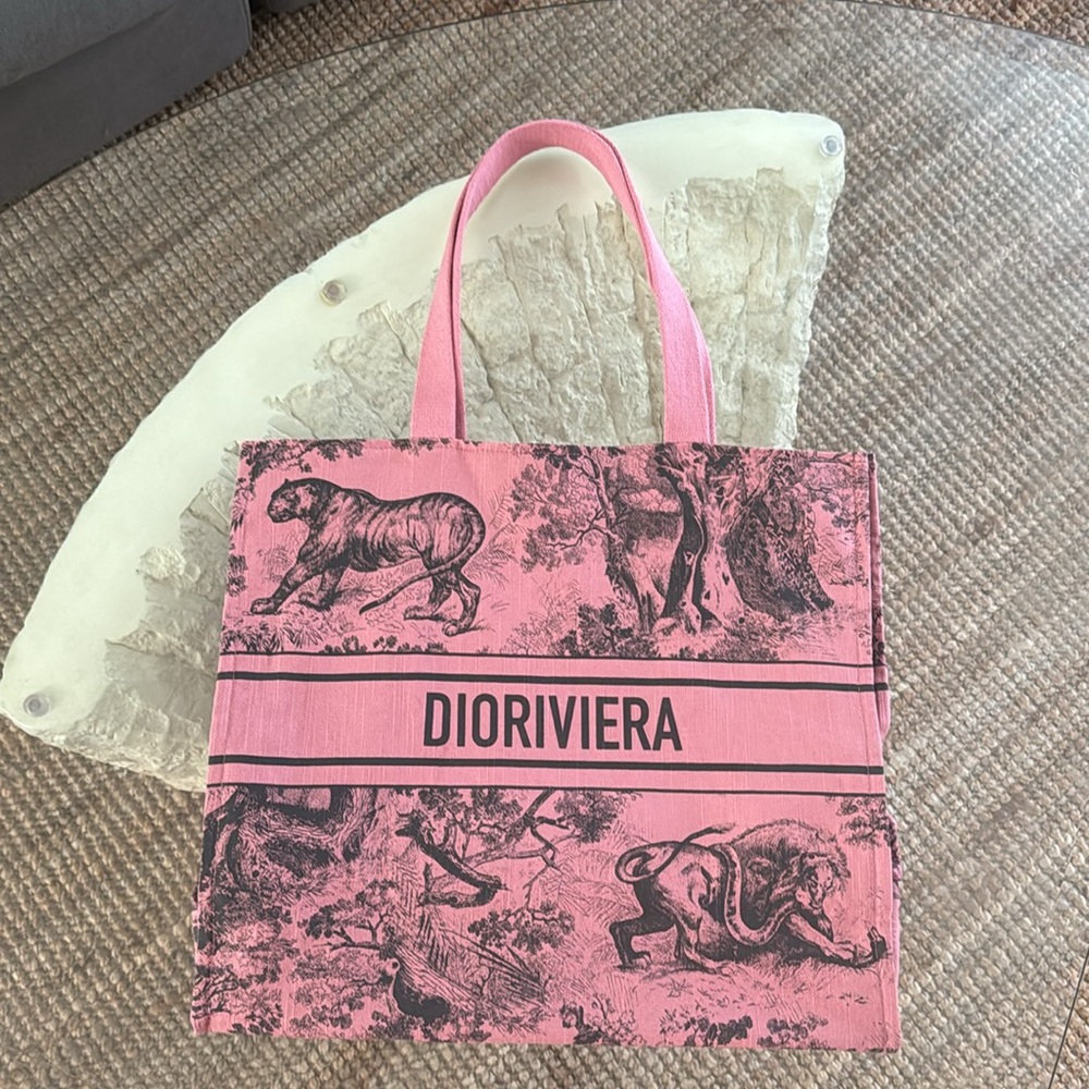 New Dior Dioriviera Pink Toile De Jouy Limited Edition Ibiza Beach Bag Tote